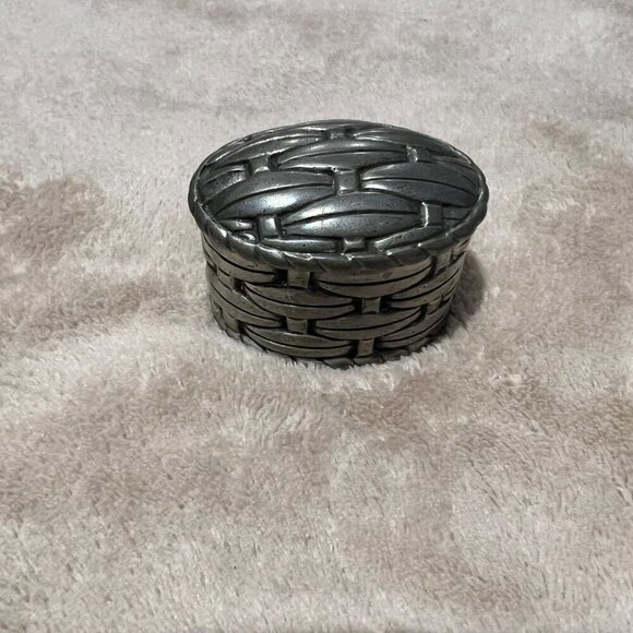 Pierre Deux Basketweave Pewter Box Small trinket - Picture 1 of 13